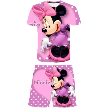 Copii Mickey Mouse Seturi de Haine Copii Baieti Fete Moda Disney T Shirt+Pantaloni scurti 2 buc Desene animate pentru Copii Casual, Haine 1-14 Ani