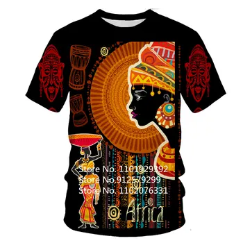 2023 Hip-Hop din Africa Bărbați T-shirt Casual O Guler Maneci Scurte Harajuku T-shirt Stil Retro 3D Imprimate Tricou