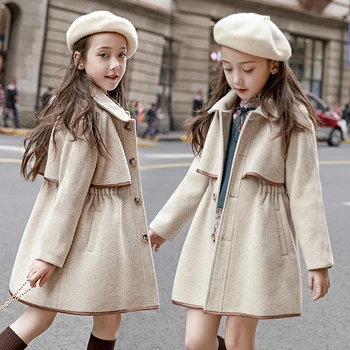 Copii Fete Haine De Îmbrăcăminte Exterioară De Iarnă Jachete De Lână Lung Trenci Adolescenți Caldă, Haine Copii, Haine De Lux, Design De Înaltă Calitate