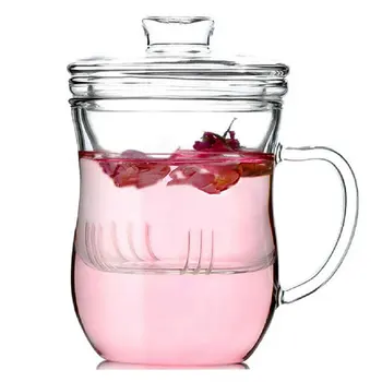 Cupa din Sticla transparenta de Sticlă Rezistentă la Căldură Ceainic cu Ceai Infuser Filtru și Capac de Cafea Cani de Ceai de Frunze de Plante de Birou Acasă Drinkware