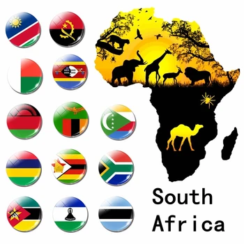 Tara de Suveniruri Zambia, Angola, Zimbabwe, Malawi, Mozambic, Botswana, Namibia, Africa de Sud Flag 30mm Magnet de Frigider Magnetice, Autocolant
