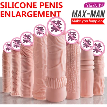Realist Penis Sleeve Extender Reutilizabile Dildo-uri Prezervativ Intarziere Ejaculare Penis Extindere Jucarii Sexuale pentru Barbati Penis penis artificial penis