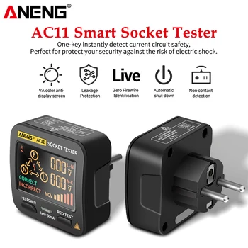 ANENG AC11 Digital Soclu Inteligent Tester Tensiune de Test Soclu Detector de US/UK/eu/AU Plug Ground Zero Linie Faza Verifica Rcd NCV test