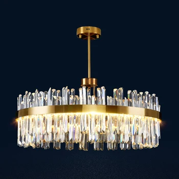 Biewalk Aur de Cristal Decor de Lux cu LED-uri Moderne Acasă Candelabru Simplu Rotunde/Dreptunghiulare, Mese sufragerie