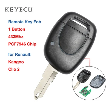 Keyecu Înlocuire Telecomanda Cheie Auto cu Telecomanda 1 Buton 433MHz cu PCF7946 Chip pentru Renault Clio 2 2002-2008, pentru Kangoo 2002-2004
