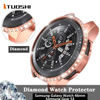 Moda Bling Diamant Caz de Protecție pentru Samsung Galaxy Watch 46mm 42mm Capacul de Viteze S3 Cazuri de Femei Fata Bara SM-R800/810/760