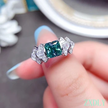 Nou lux rafinat trosnituri verde moissanite inel pentru femei bijuterii inel de logodna GRA cert argint 925 New Cut Cadou de Ziua de nastere