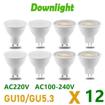 12Pcs GU10 MR16 Led lumina Reflectoarelor AC220V AC110V 100-240V Bec Spot GU5.3 Iluminat Bec De Iluminat Interior Decor Acasă Bombillas