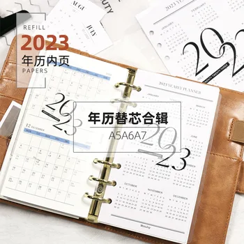 2 Foi 2023 Calendar prima Pagină Umple Ziarele A5 A6 A7 Umplere Actele pentru 6 Gaura Liant Organizer Notebook Actele