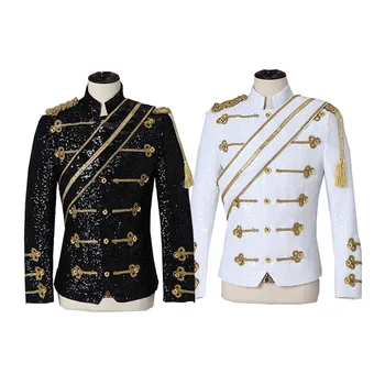 Nouă bărbați îmbrăcăminte de moda slim MJ Michael Jackson strat de dans Paiete sacou costum de scena cantareata costume coaplay costum 11