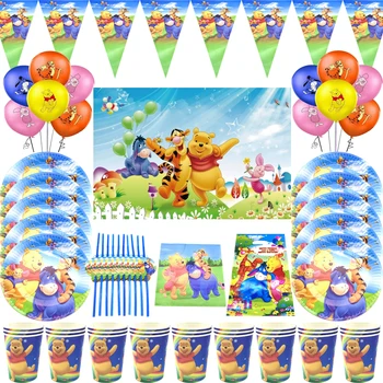 Disney Winnie the Pooh Petrecere de Aniversare pentru Copii Decoratiuni Tacamuri de unica folosinta fete de Masa Peper Cupa Nunta Copil de Dus Provizii