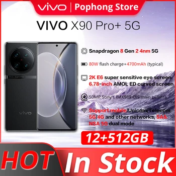 Vivo X90 Pro + Plus 5G Telefon Mobil 6.78 inch ecran Curbat 2K E6 AMOLED Snapdragon 8 Gen 2 4nm Ocat de Bază 80W SuperFlash taxa