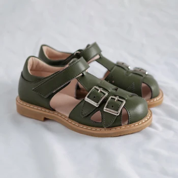 Fete din Piele Sandale de piele de Vacă Pantofi Romane 2022 Vara Noi pentru Copii Sandale Țesute Talpă Moale Copil Printesa Pantofi