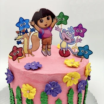 Omilut 11pcs Dora Explorer Tort Fân Dora Petrecere de Ziua de Tort Decor Strălucire Dora stele cu Cinci colțuri Decor Consumabile