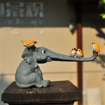 Elefant Pasăre Iepure Figurine Zână Grădină De Animale Ornamente Rășină Biroul De Acasă Decor Camera Statuie Decor De Masă De Birou Meserii