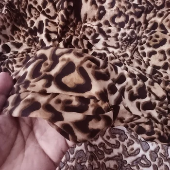Bun Lapte de Mătase Bumbac/Spandex Tesatura tricot Maro Leopard de Imprimare 4 Way Stretch Piele-friendly Material DIY Cusut Femei Rochie/pantaloni