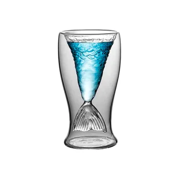 Creative termorezistentă cu Perete Dublu Sirena Cupa de Sticla Pahare pentru Șampanie, Bere, Whisky, Cocktail, Cupe Transparente Bar Drinkware