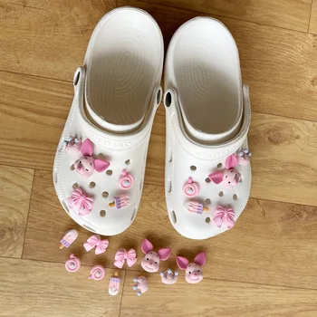 10buc/lot Ambalaj Vânzare Drăguț Roz Dulce Purcel de Pantofi Farmecele pentru Crocs Anime Accesorii pentru Croc Femei Pantofi de Apă Decor Fată Cadouri