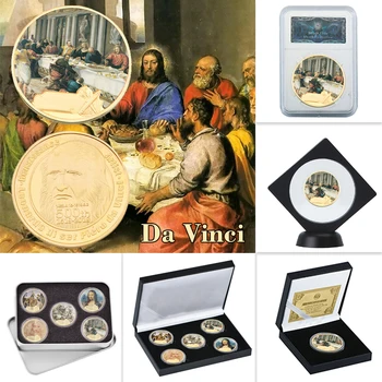 Leonardo Da Vinci Placat cu Aur, Monede de Colecție, cu Suportul Original Mona Lisa magazin de Suveniruri Moneda Euro Medalie Cadou de Colectie