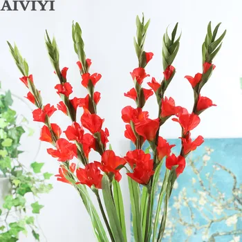 6 Capete de Gladiole Orhidee Matase Flori Artificiale Plante Bonsai Acasă Nunta Aranjament Estetic Cameră Decor DIY AerobicPotted