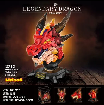 LINOOS 1008 Diy Moc Creative Seria Dragon de Foc Ornamente Intelectuală a Copiilor de Asamblare Mini Blocuri Jucarii pentru Cadouri