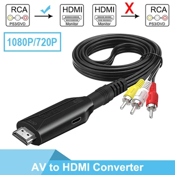 AV la HDMI Convertor HDMI 1080P 720P pentru set-top box calculator la TV cablu cu trei culori RCA Male lungime Cablu 1m/3.2 ft