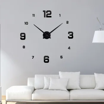 Noua vanzare ceas de perete diy scurtă cuarț ceasuri de acril oglindă de perete autocolant acasă decorare camera de zi încă de viață autocolante
