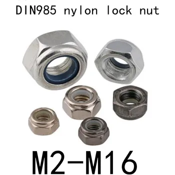 2-50pcs DIN985 Nailon piuliță de blocare M2 M2.5 M3 M3.5 M4 M5 M6 m7 M8 M10 M12 inox sau zinc negru Introduce nuci de Blocare