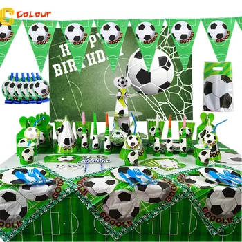 Temă de fotbal de Fotbal Consumabile Partid Petrecere de Aniversare pentru Copii Set de Decorare Petrecere de Hârtie de Unică folosință Cupa Placa Banner de Fundal pânză