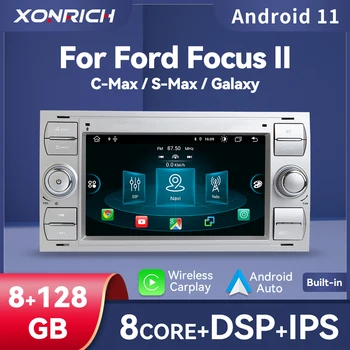 Carplay 8GB 2Din Android 11 Auto Multimedia Player Pentru Ford Focus 2 Ford Fiesta Mondeo 4 C-max, S-Max, Fusion Tranzit Kuga IPS DSP