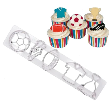 Sport Cookie Cutter DIY Instrumente de Copt Lume Kup Tort de Fotbal Cookie Biscuit Relief Fondant de Lut de Imprimare din Plastic Mucegai