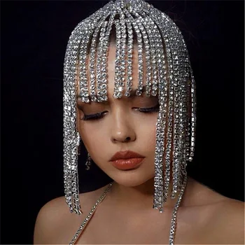 Stras Lanț Tassel Bijuterii Frizură Accesorii de Par pentru Femei Cantareata Etapă Ornament Club de noapte Partid Crystal Headband