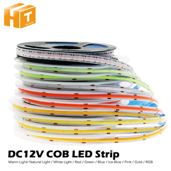 DC12V 24V 384 Led-uri COB LED Strip 630LEDs RGB Flexibil COB LED Rosu / Greeen / Albastru / Ice Albastru / Roz / Aur Banda LED 5m.