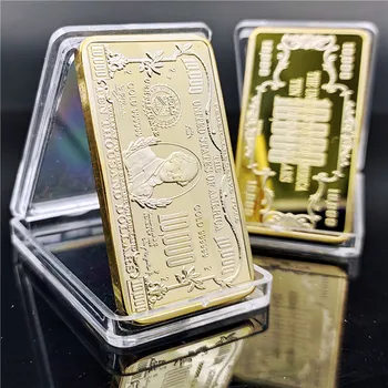 24K NE 10000 de Dolari Monedă Comemorativă Prezidențiale Pătrat Placat cu Aur Pepită de Aur Bara de Monede de Aur Colectie Placat cu Aur Bar