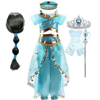 3-10 Ani Fata Jasmine Dress Copii Costum Printesa Arabiei Copii Jasmine Cosplay Costum De Halloween Copil Fata Rochie De Printesa