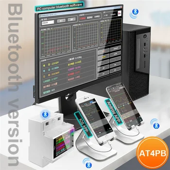 AT4PB Șină Din AC Monitor 110V 220V 100A Tensiune de Alimentare Curent Factor de KWH de Energie Electrică Contor Frecvență Bluetooth