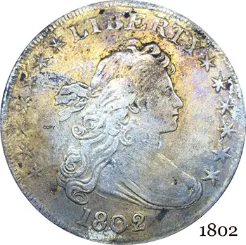 Statele Unite Ale Americii Monedă 1802 Libertate Bust Drapat Un Dolar Vultur Heraldic De Cupru Si Nichel Placat Cu Argint Copia Monede