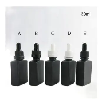 30ml formă pătrată mată sticlă neagră sticlă cu picurător capac pentru E-lichid cu ulei esential de ser apă pielea de ambalare