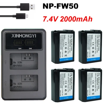2000mAh NP-FW50 NP-FW50 Acumulator + LED Dual USB Încărcător pentru Sony Alpha a6500 a6300 a7 7R a7R a7R II a7II NEX-3 NEX-3N NEX-5