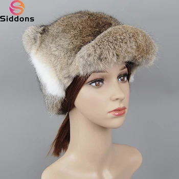 2022 Fierbinte De Vânzare De Brand De Moda De Iepure Iarna Caciula De Blana Pentru Femei Rusă Blana Naturala Capac Tricotate Pălării De Iarnă Cald Pălării Beanie