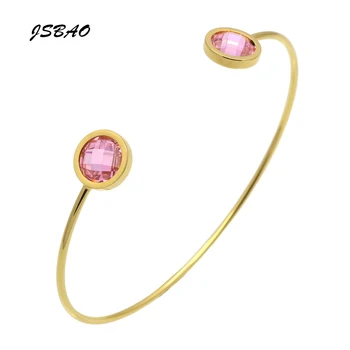 JSBAO Calitate de Top 4 Culori de Cristal Brățară Manșetă & Brățară Pentru Femei de Aur 8K Două Pietre Exquiste Făcut Bijuterii de Moda Pulseira